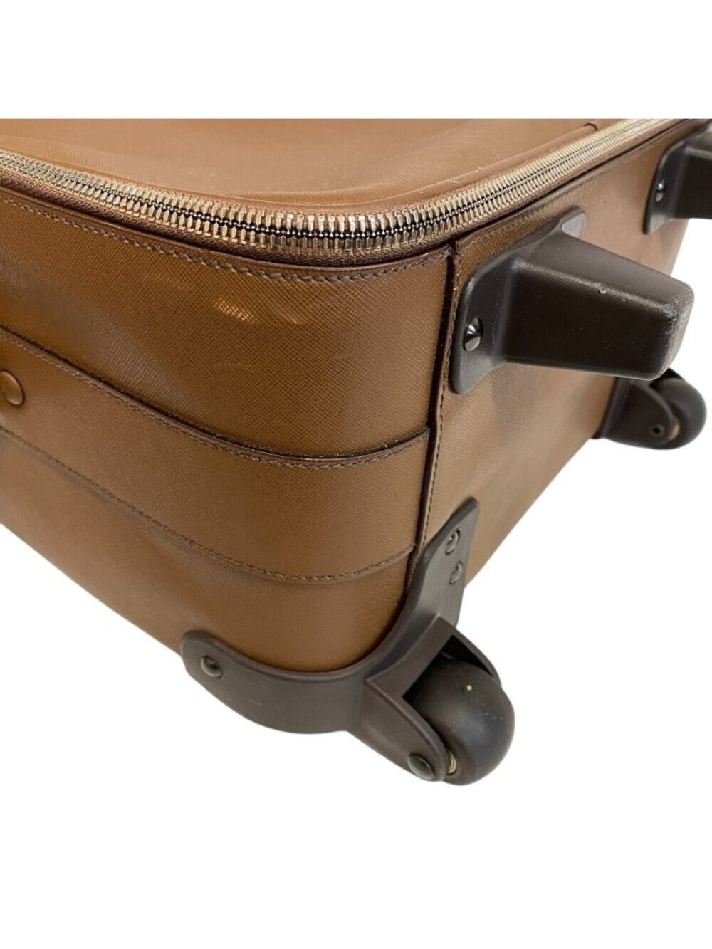 Prada Carry Case Travel Bag Triangle Plate Leather Shoes Brown - Picture 3 of 8